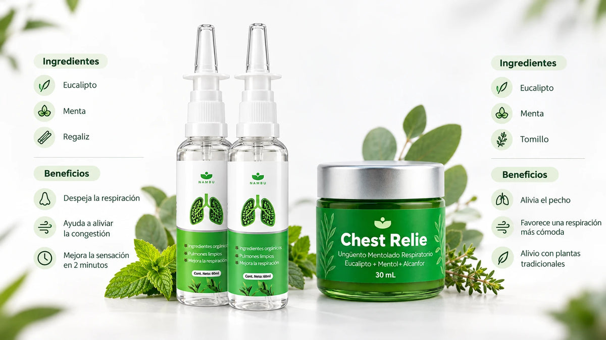 Ingredientes y beneficios del Spray Nasal de Nambu y del Ungüento Chest Relief