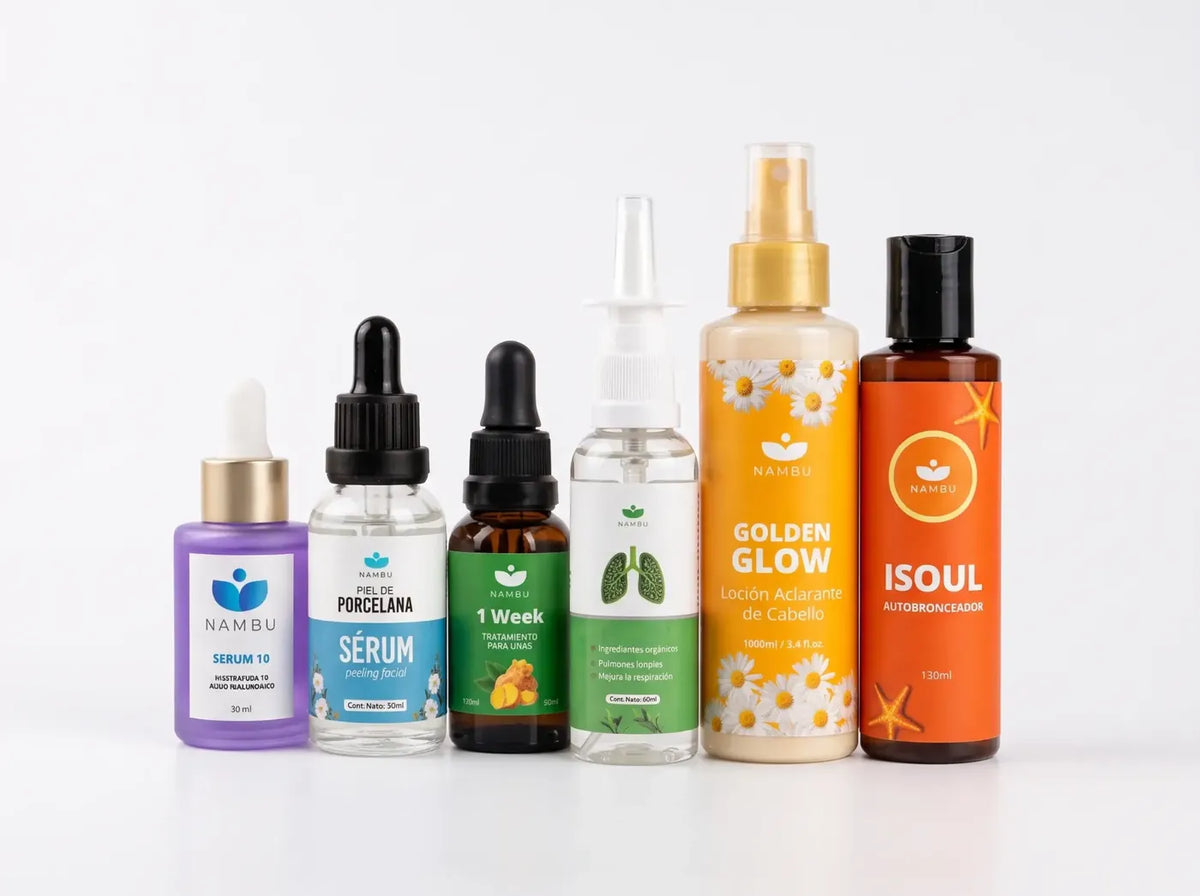 La línea Nambu: Sérum Niacinamida, Sérum Piel de Porcelana, 1 Week, Spray Nasal, Golden Glow e ISOUL